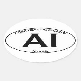 AI - Assateague Insel-Oval-Logo Ovaler Aufkleber