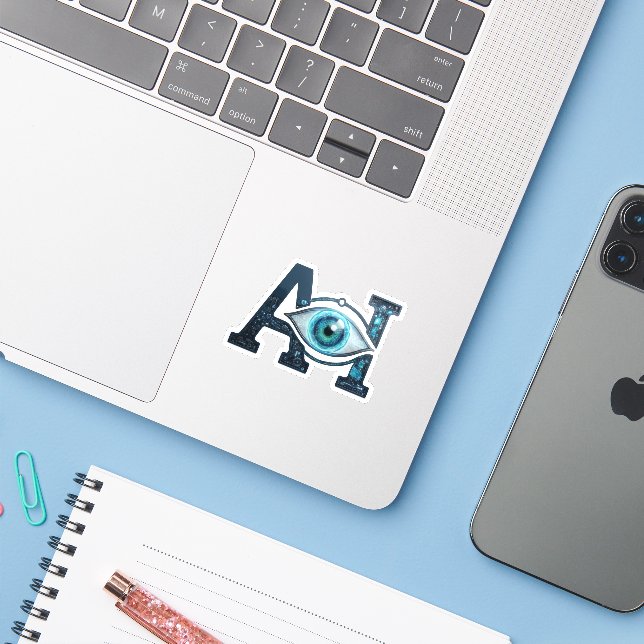 AI-Auge Aufkleber (Laptop mit iPhone)