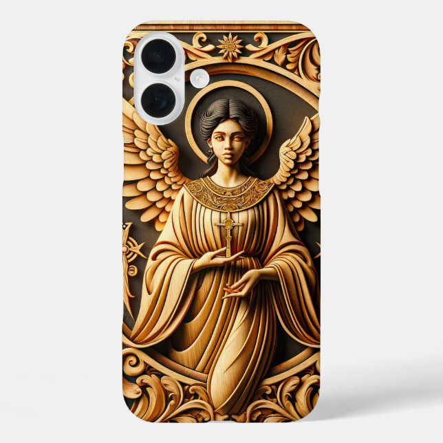 AI Beautiful Woodworked Angel Case-Mate iPhone Hülle (Rückseite)