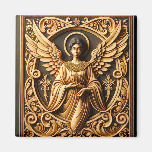 AI Beautiful Woodworked Angel Magnet