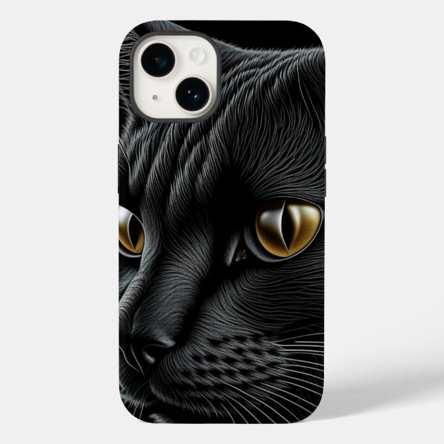 AI Black Cat mit gelben Augen Case-Mate iPhone Hülle (Rückseite)