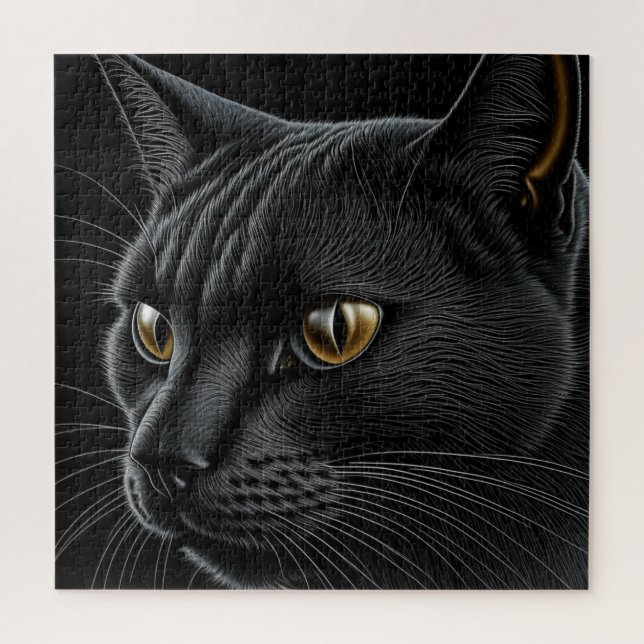 AI Black Cat mit gelben Augen Puzzle (Vertikal)
