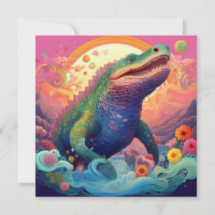 AI-Blume-Alligator Feiertagskarte