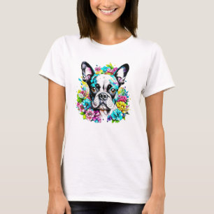 Ai Boston Terrier umgeben von Blumen T-Shirt