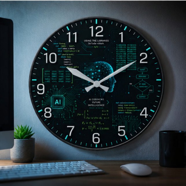 AI Coding Programming Computer Science Software  Große Wanduhr (Von Creator hochgeladen)