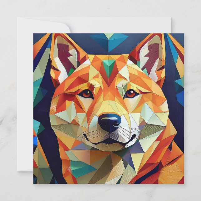 AI Cubism Dog Feiertagskarte (Vorderseite)