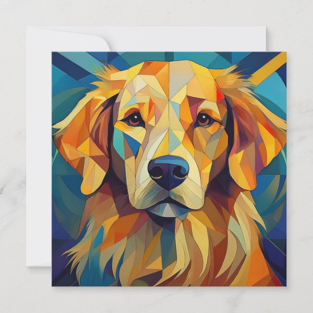 AI Cubism Dog Feiertagskarte (Vorderseite)