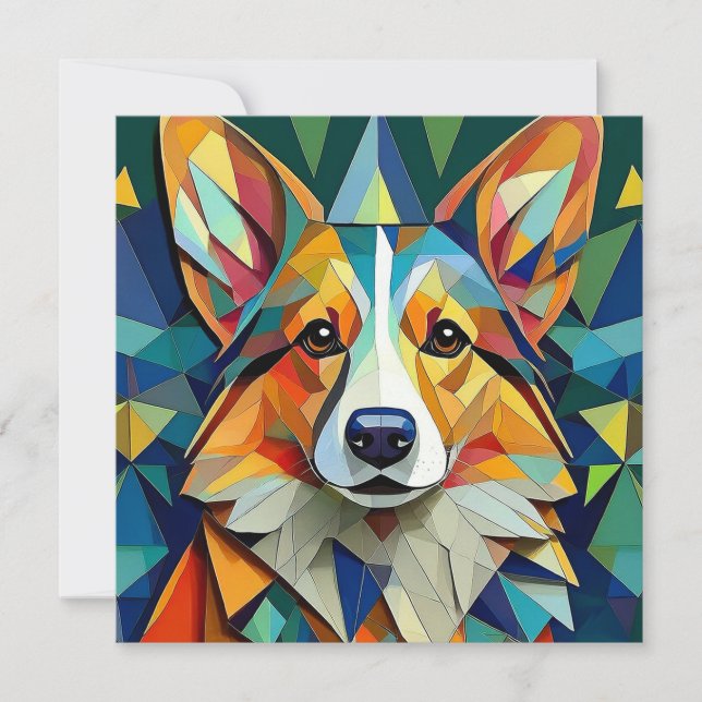 AI Cubism Dog Feiertagskarte (Vorderseite)