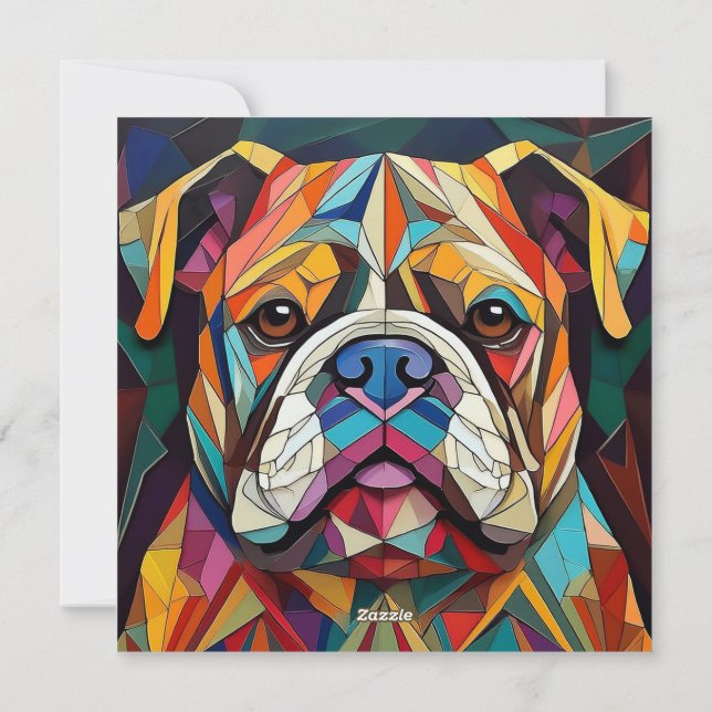 AI Cubism Dog Feiertagskarte (Rückseite)
