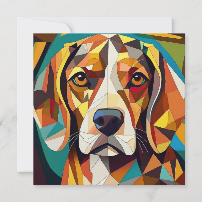 AI Cubism Dog Feiertagskarte (Vorderseite)