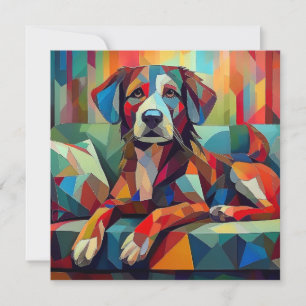 AI Cubism Dog Feiertagskarte