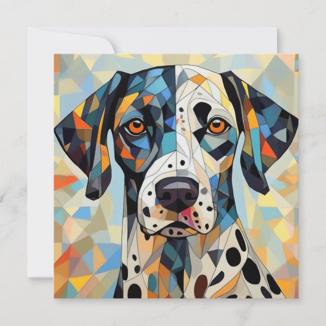 AI Cubism Dog Feiertagskarte (Vorderseite)