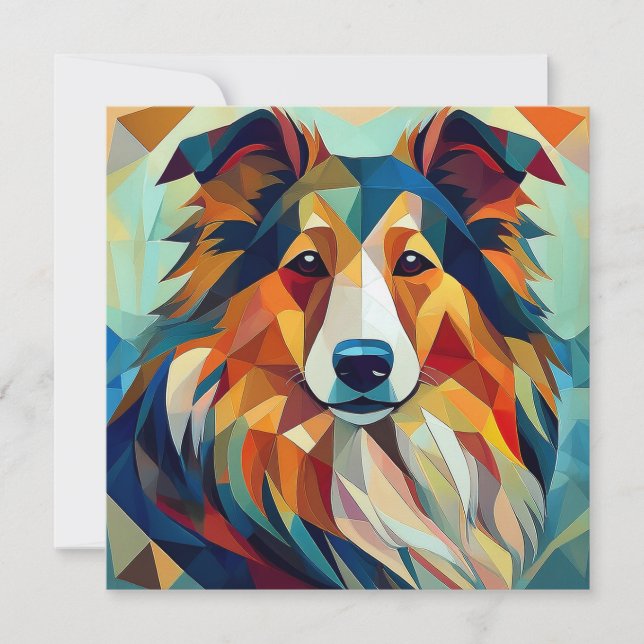 AI Cubism Dog Feiertagskarte (Vorderseite)