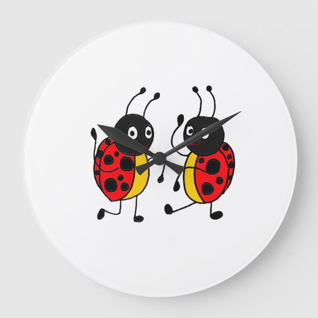 AI - Dancing Ladybugs Wall Clock Große Wanduhr (Vorderseite)