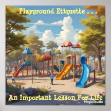 AI Download-Kinderspielplatz Etiquette Life Poster