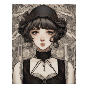 AI Dreamy Anime Couture - Vintag Little Black Poster