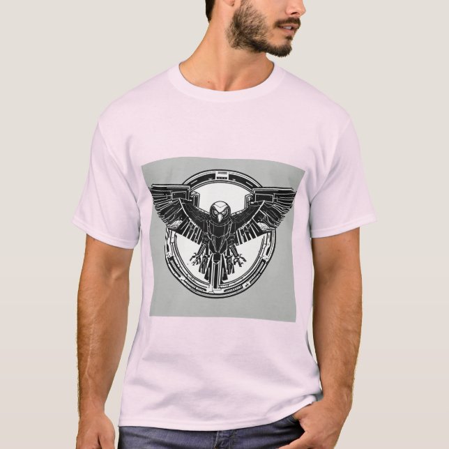 AI Eagle Head Icon T-Shirt - Simple Black & White  (Vorderseite)