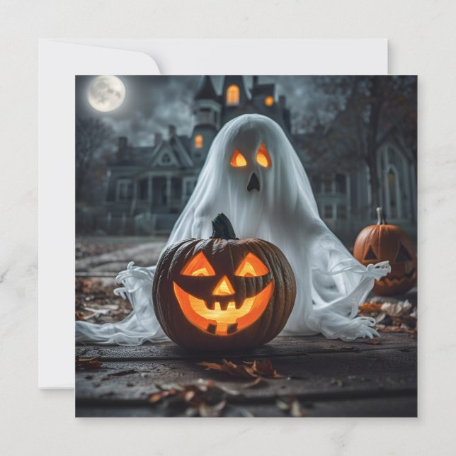 AI erzeugt Spooky Ghost Halloween Einladung (Rückseite)