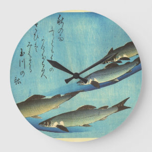 Ai (Forelle) - Hiroshiges japanischer Fisch-Druck Große Wanduhr