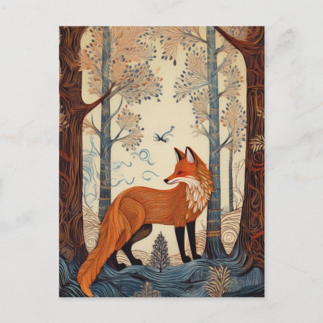 AI Forest Fox Postkarte (Vorderseite)