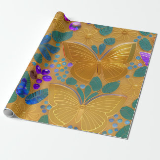 AI Generated - Golden Butterflies Decorative Art Geschenkpapier