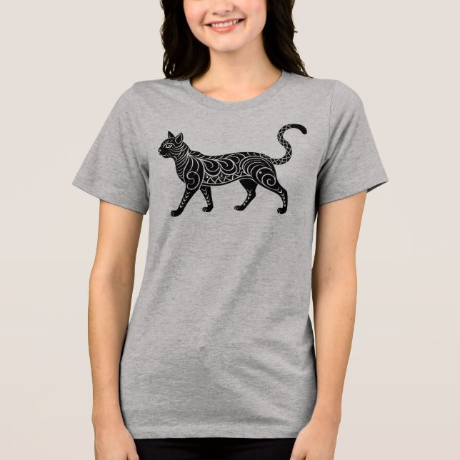 AI-Generated Nature Cat Vector Graphic T-Shirt Tri-Blend Shirt (Vorderseite)