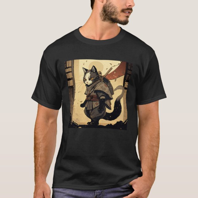 AI Generated Shinobi Cat T-Shirt (Vorderseite)