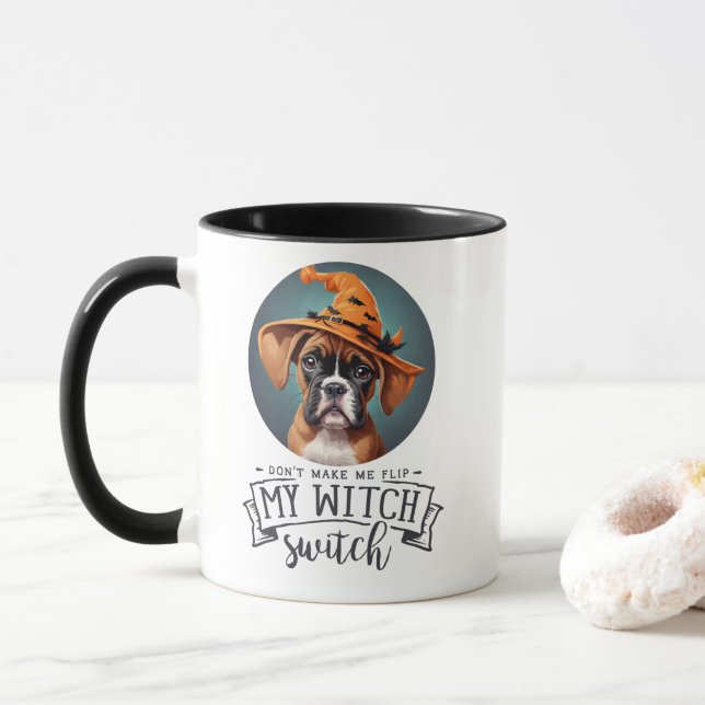 AI generiert| Boxer| Halloween Hexe Tasse (Mit Donut)