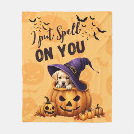 AI generiert| Labrador | Halloween Hexe Fleecedecke