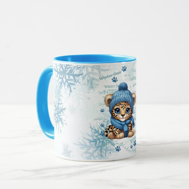 AI generiert | Niedlicher Leopard | Winter Tasse (Vorderseite Links)