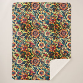 Ai generierte bunte Blumenmuster Sherpadecke