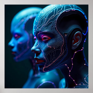 AI-generiertes Cyberpunk-Poster - futuristisch & k Poster