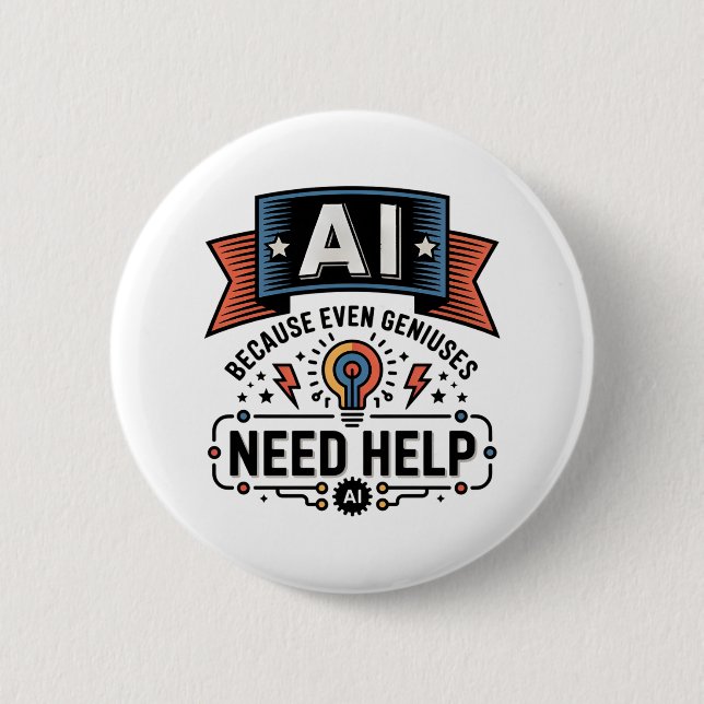 AI Genie Humor Tech Zitat Design Button (Vorderseite)