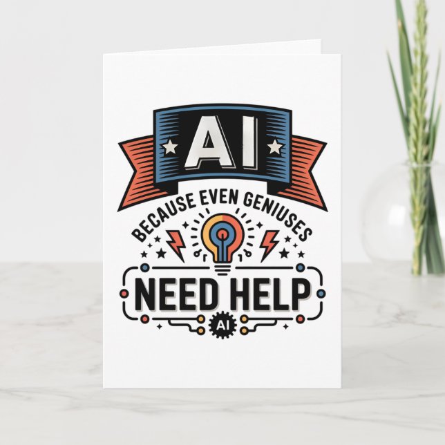 AI Genius Humor Tech Quote Design Karte (Vorderseite)