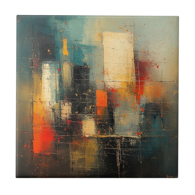 Ai hat eine abstrakte und widerstandsfähige Stadt  Fliese (Vorderseite)