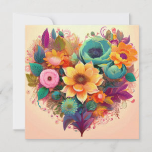 AI Heart Blume Feiertagskarte
