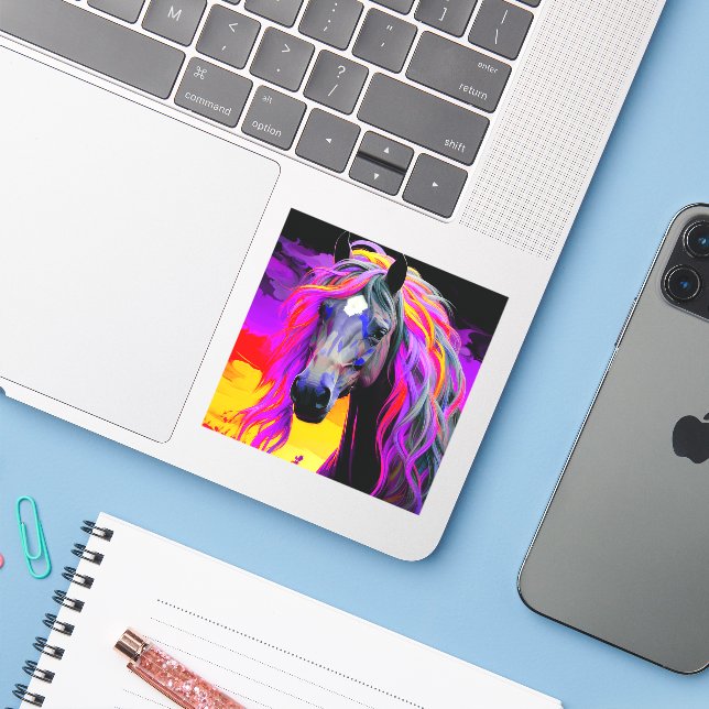 Ai Horse Artwork Aufkleber (Laptop mit iPhone)