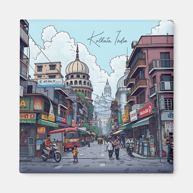 Ai Illustration von Kalkutta, Indien Magnet (Vorne)