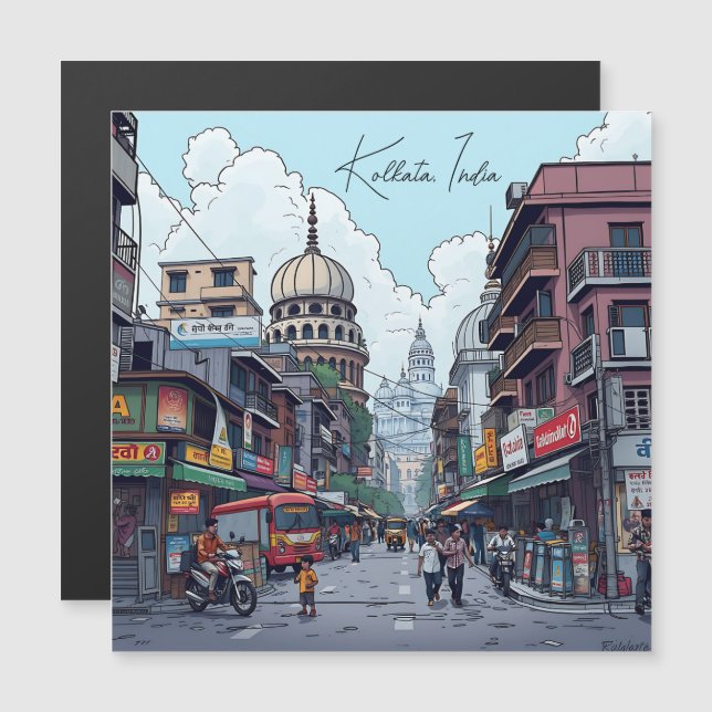 Ai Illustration von Kalkutta, Indien Magnetkarte (Vorne/Hinten)