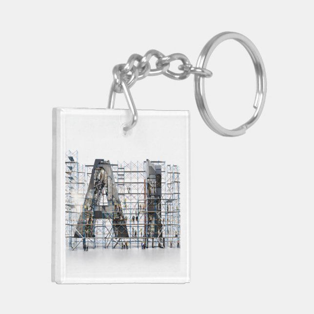AI Industrial Letterform Architecture Art  Schlüsselanhänger (Rückseite links)