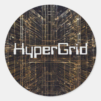 AI-inspiriertes HyperGrid-Muster Runder Aufkleber