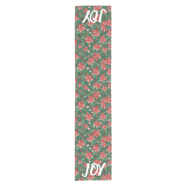 AI Joy Holly und Poinsettia Table Runner Kurzer Tischläufer (Vorderseite)