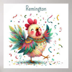 AI Kinderzimmer Art Folk Art Art Stift Huhn oder R Poster