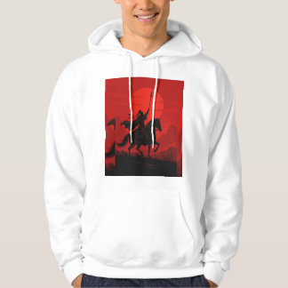 AI-Kriegergeist – Fettschwarze Sonnen-Silhouette H Hoodie