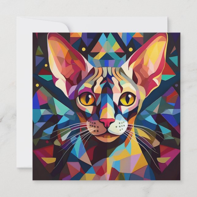 AI Kubism Cat Feiertagskarte (Vorderseite)