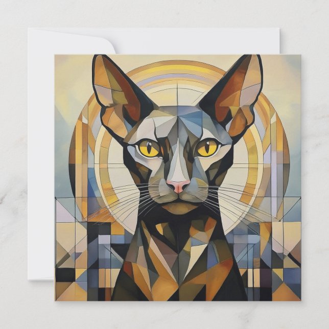 AI Kubism Cat Feiertagskarte (Vorderseite)