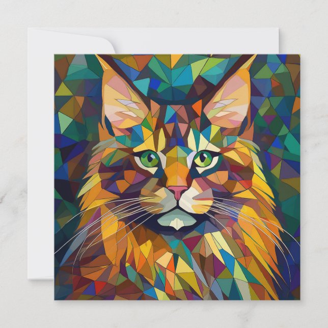 AI Kubism Cat Feiertagskarte (Vorderseite)