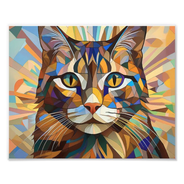 AI Kubism Cat Fotodruck (Vorne)