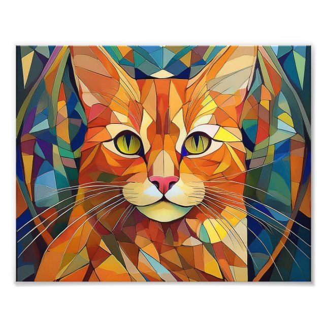 AI Kubism Cat Fotodruck (Vorne)