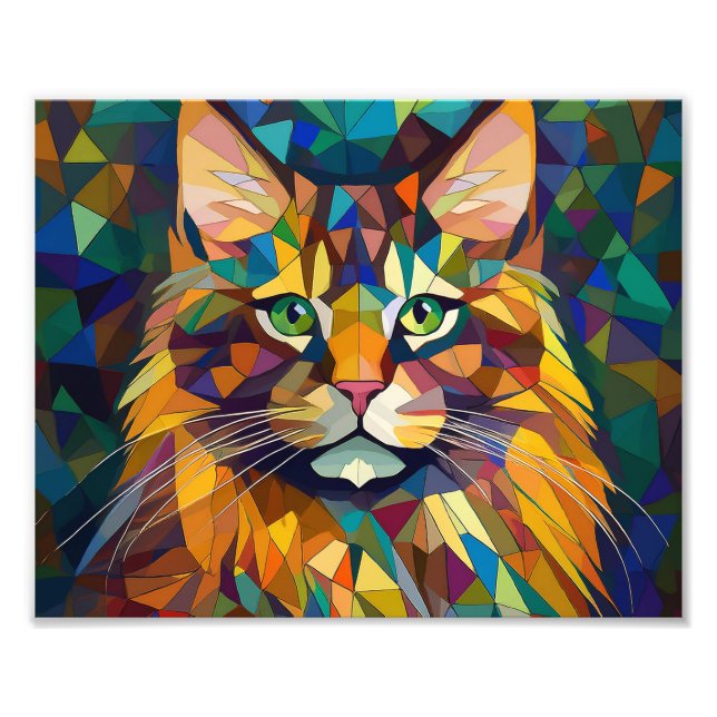 AI Kubism Cat Fotodruck (Vorne)